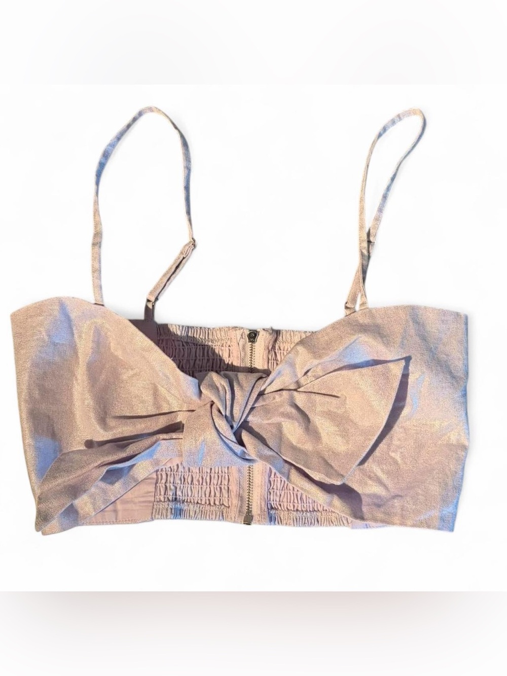 Jason Wu Metallic Lilac Lavender Statement Bow Smocked Crop Top Small